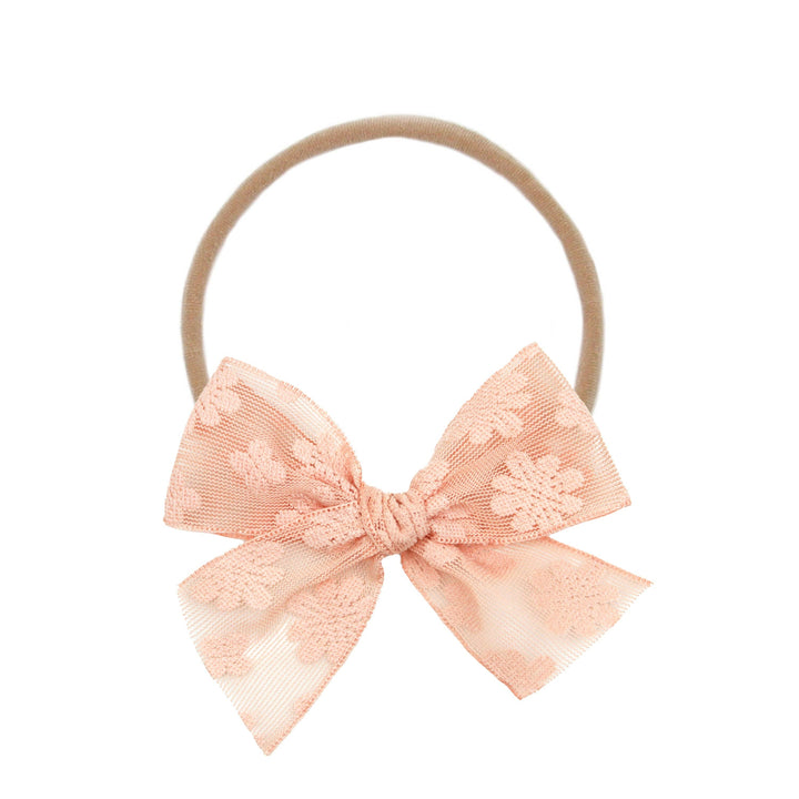 Lace Bow - Peach Daisy: Large / Nylon Headband