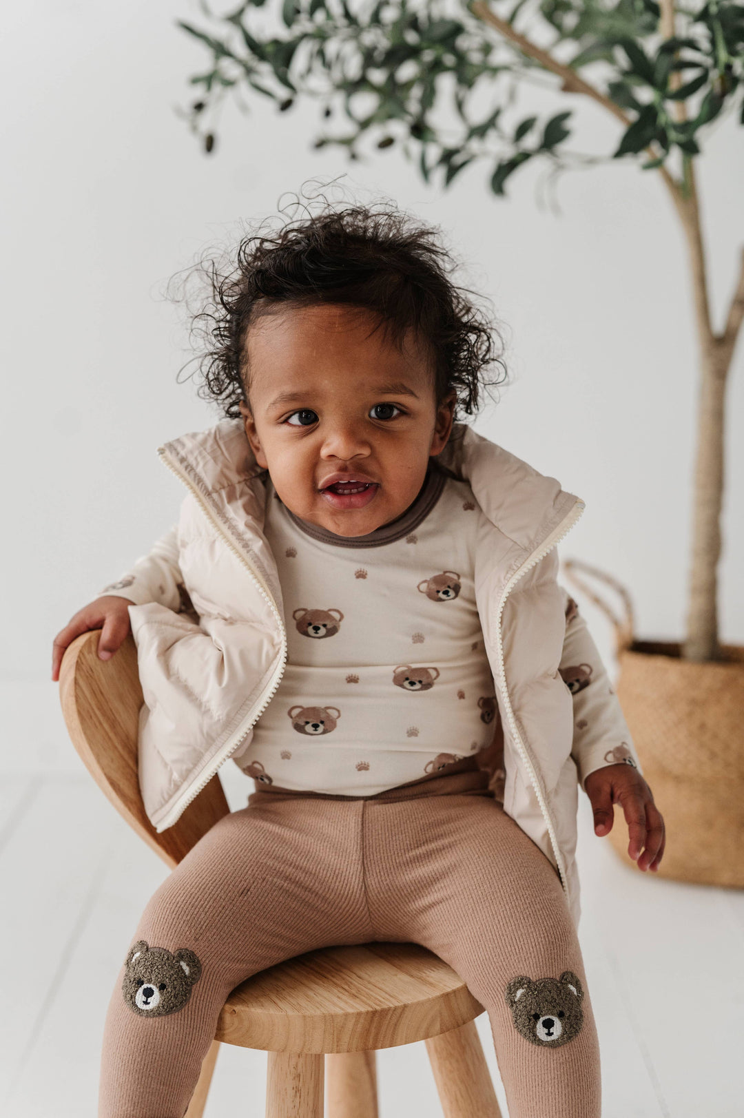 Puffer Vest / Mini Floral in Cream