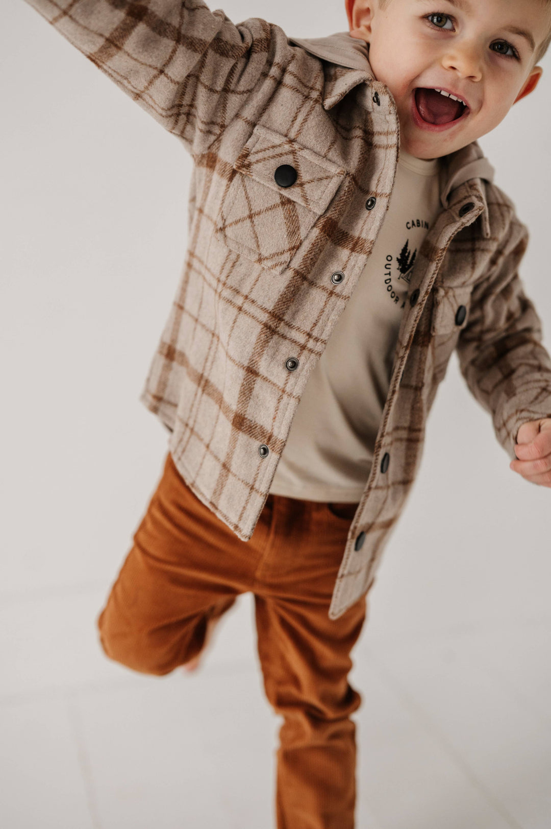 Hooded Shacket -Toffee Beige Plaid