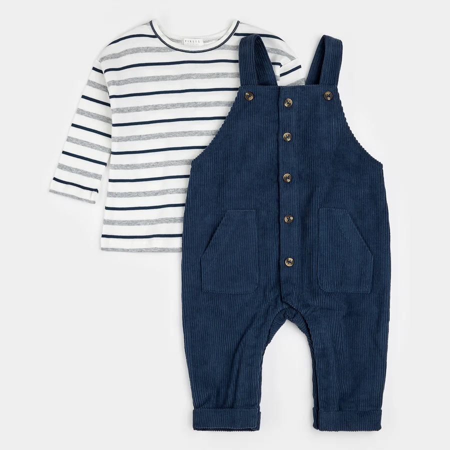 BLUEBERRY CORDUROY OVERALL SET