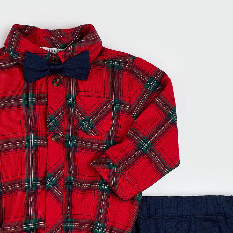 SCARLET PLAID 3PC FLANNEL OUTFIT SET