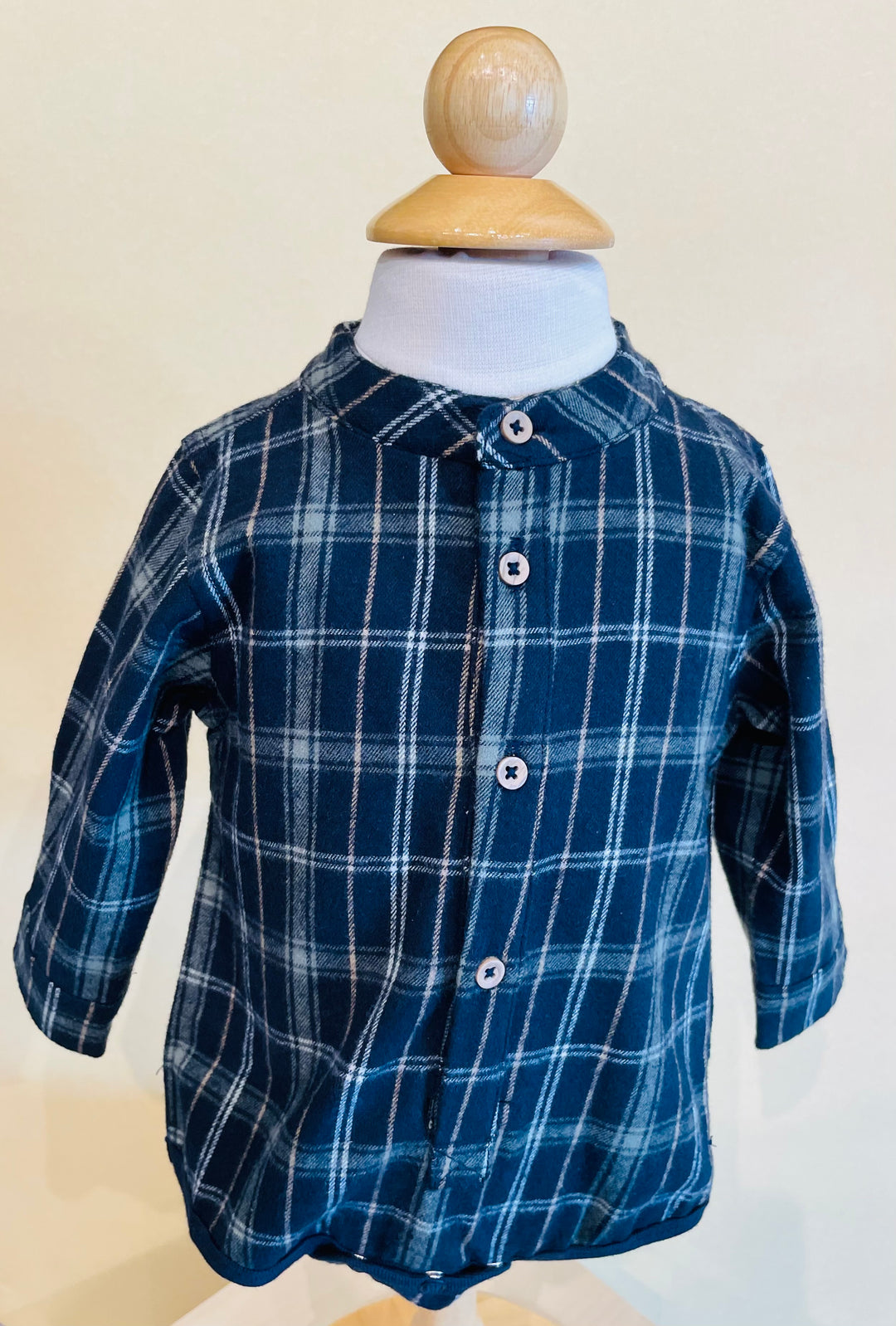 Flannel Woven Bodysuit- Navy