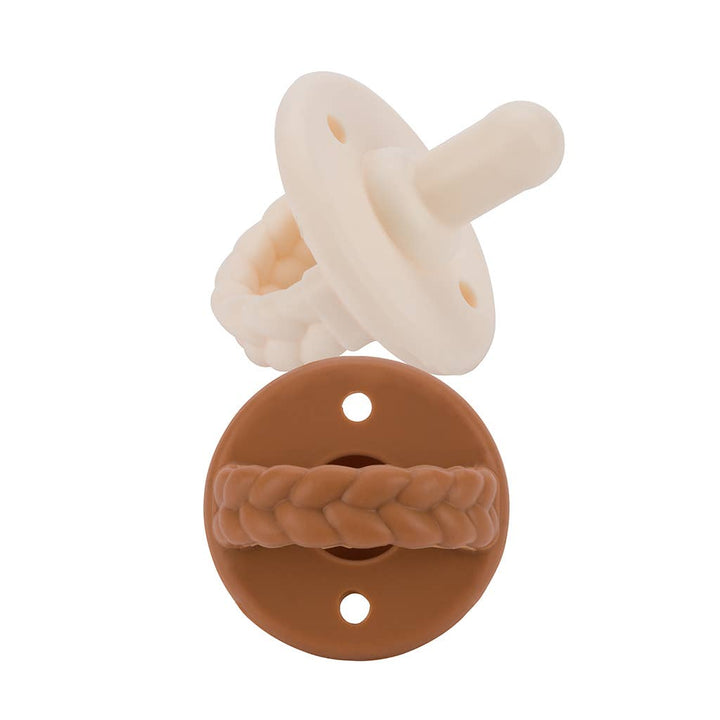 Sweetie Soother™ Pacifier Sets : Toast + Buttercream Braids