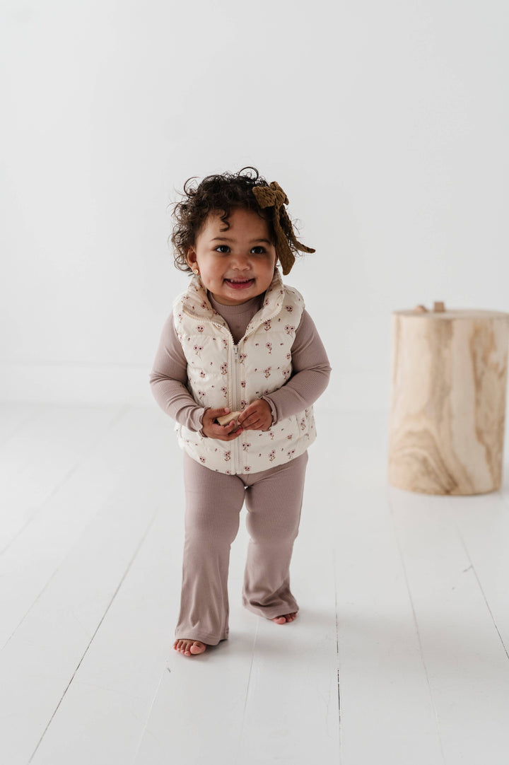 Puffer Vest / Mini Floral in Cream