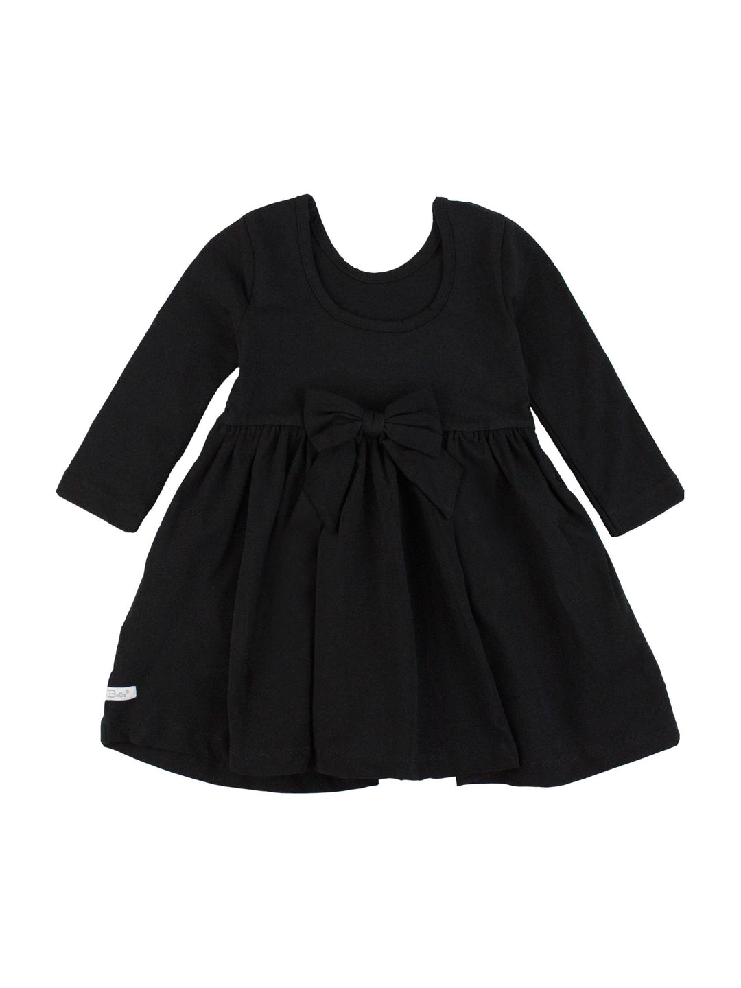 Knit LS Twirl Dress: Black