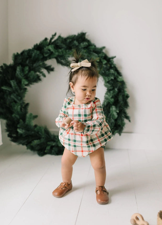 Thalia Poplin Romper in Classic Plaid