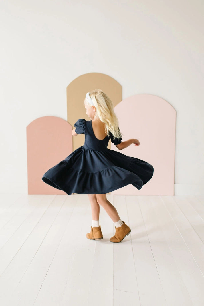 Puff Dress in Navy