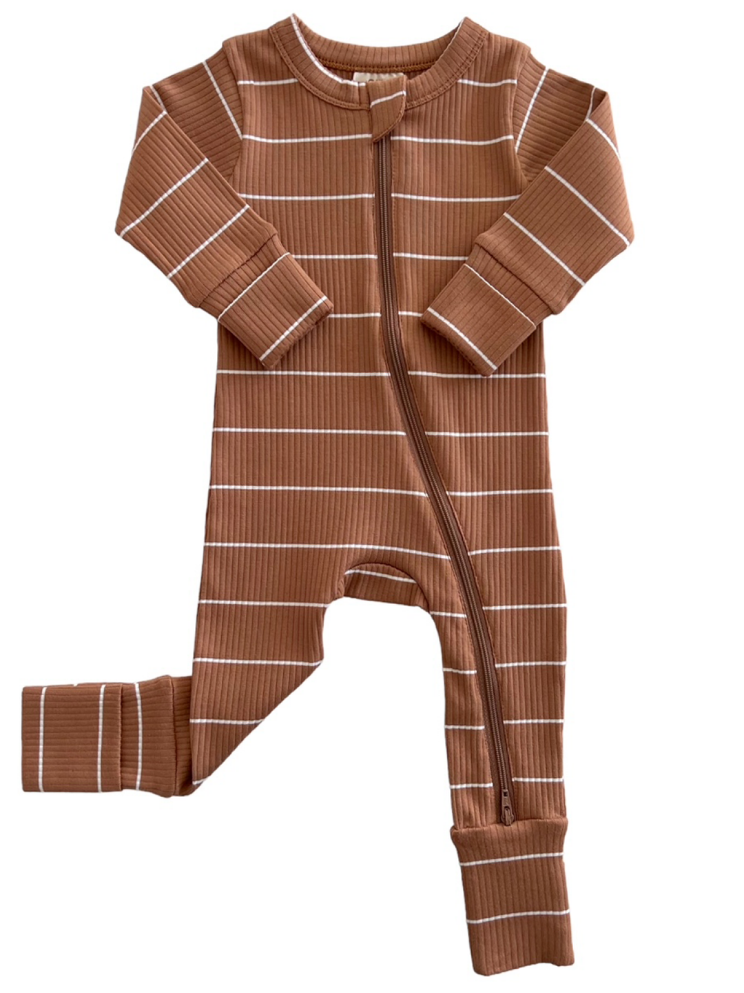 Saddle Stripe  Ribbed 2-Way Zip Romper