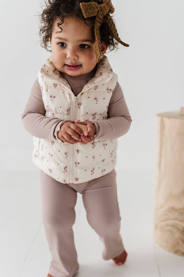 Puffer Vest / Mini Floral in Cream