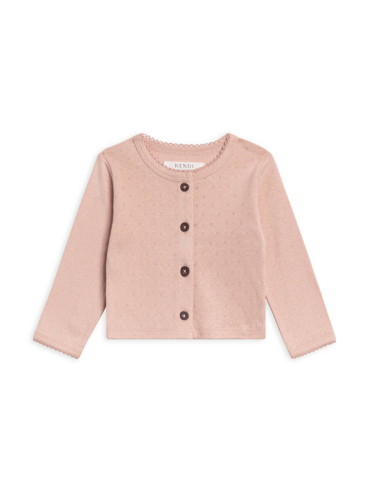 Organic Baby Clara Pointelle Button-Down Cardigan - Ballet