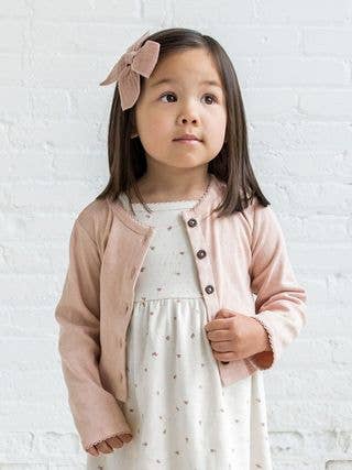 Organic Baby Clara Pointelle Button-Down Cardigan - Ballet