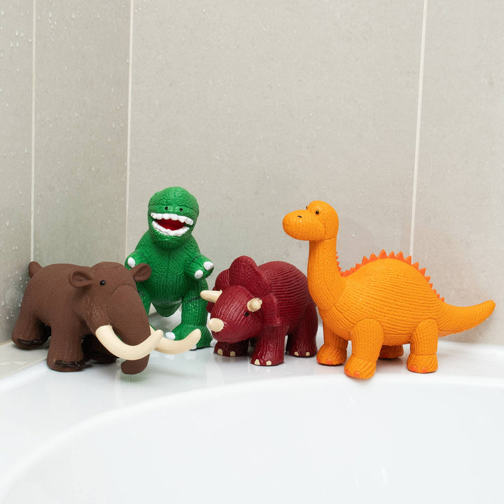 Natural Rubber Triceratops Dinosaur Toy, Bath Toy & Teether
