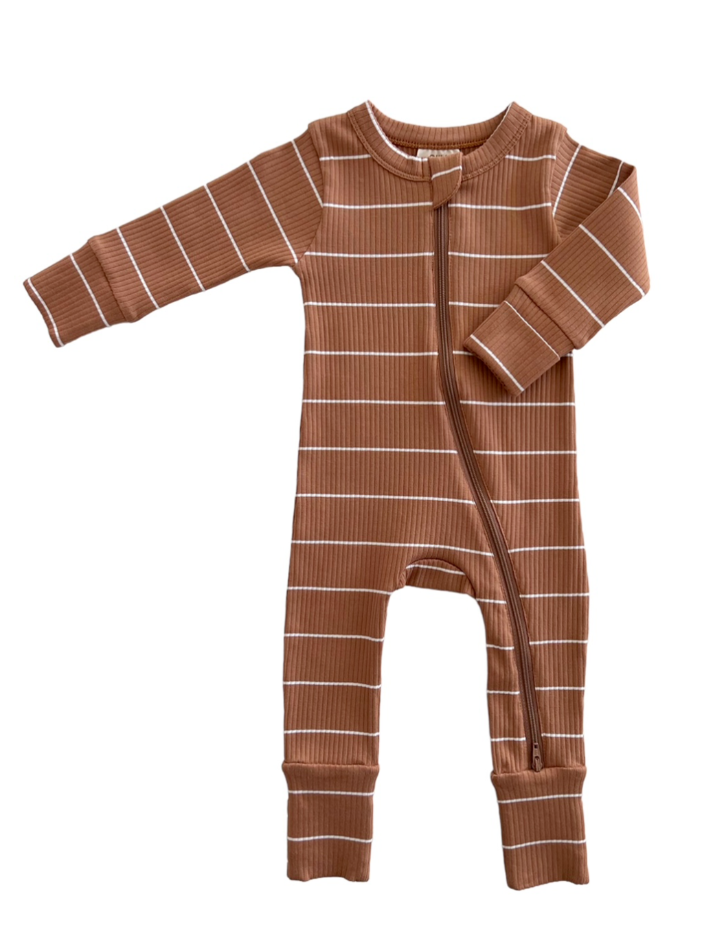 Saddle Stripe  Ribbed 2-Way Zip Romper