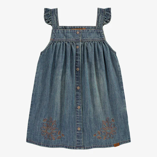 Denim Jumper Dress in Medium Blue