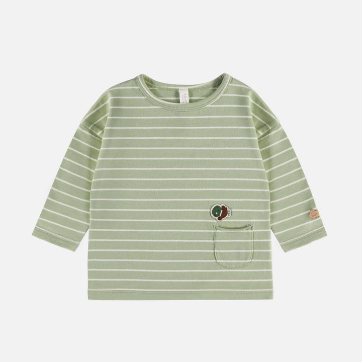 Green and cream striped LS t-shirt  in jersey