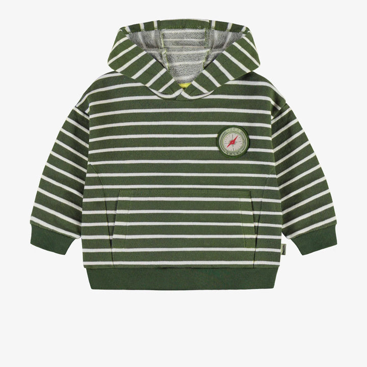 Green Stripe Hoodie in French Terry