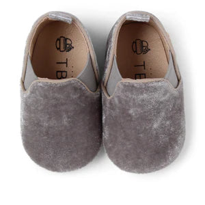 Gray Velvet Baby Moccasin