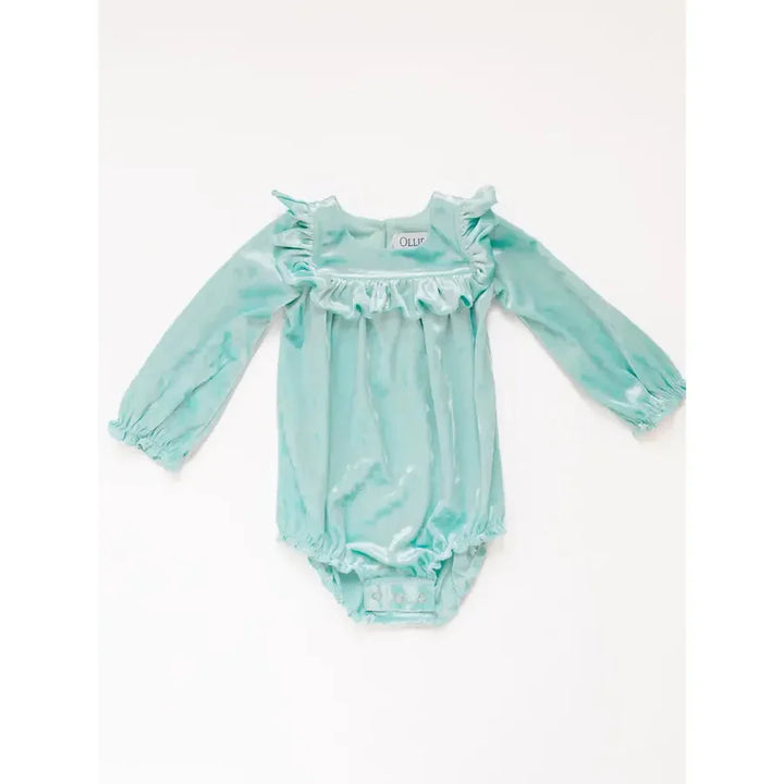 Hailey Romper in Crushed Mint Velvet