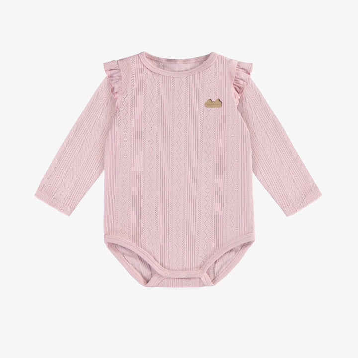 Lilac Ribbed L/S Bodysuit w/ Ruffle