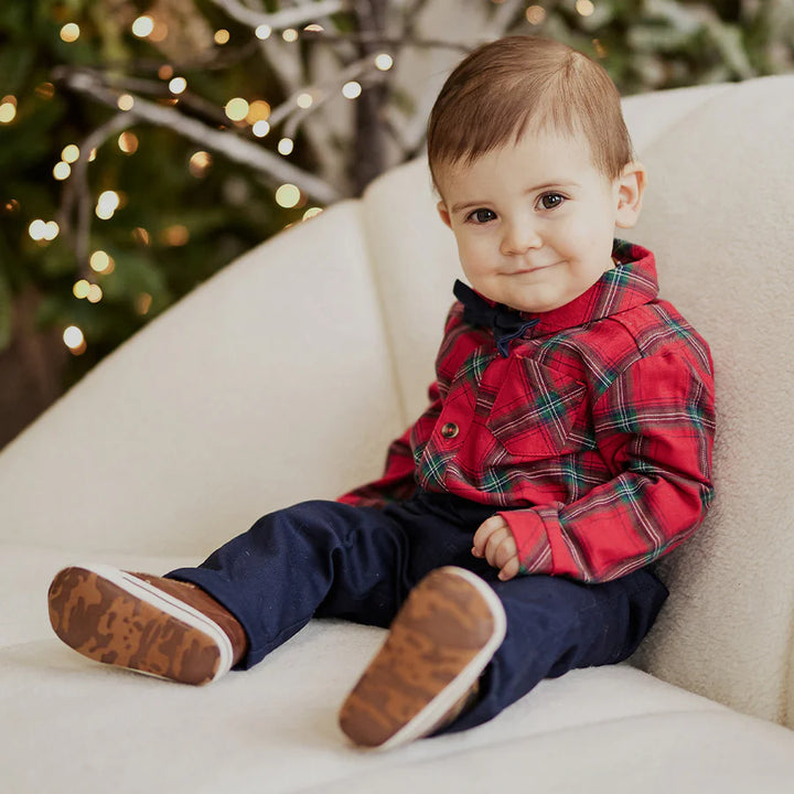 SCARLET PLAID 3PC FLANNEL OUTFIT SET