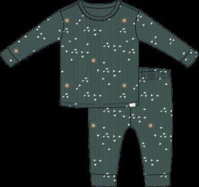 MIGRATION PRINT ON DEEP SKY RIBBED PJ SET