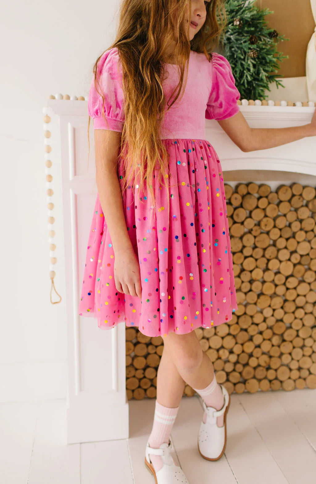 Diana Puff Dress in Bubblegum Confetti