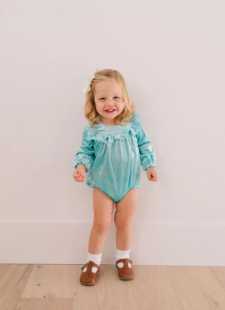 Hailey Romper in Crushed Mint Velvet