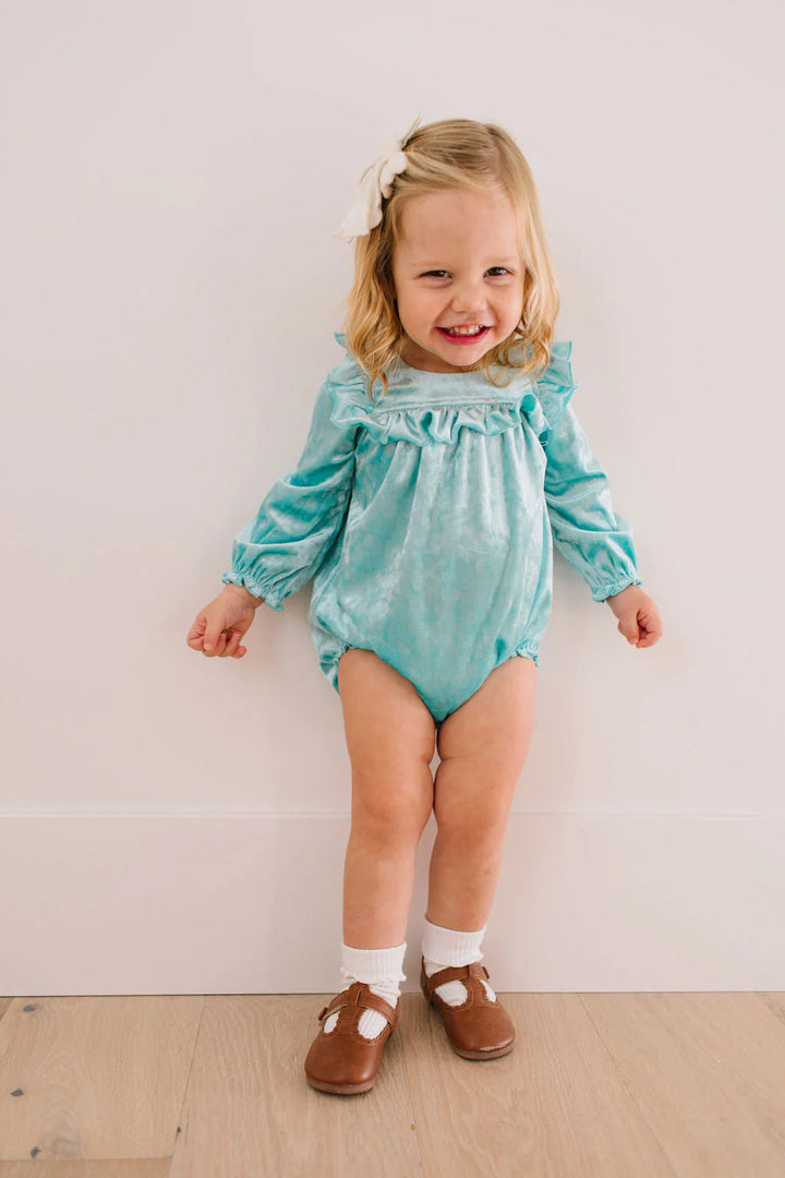 Hailey Romper in Crushed Mint Velvet