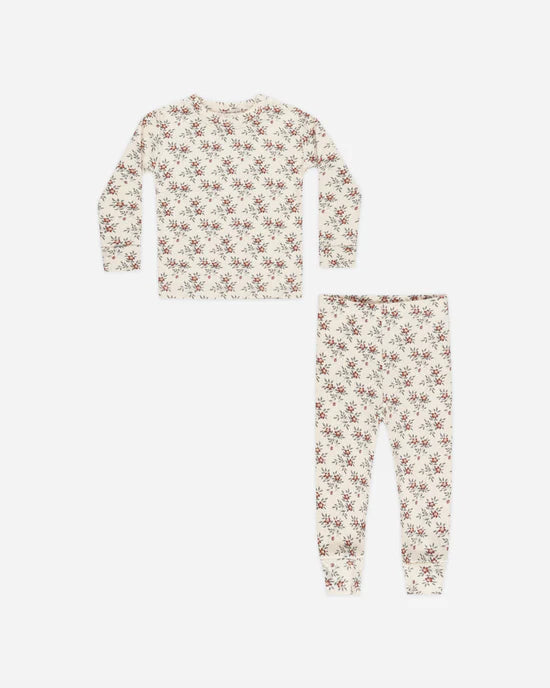 Organic LS PJ Set in Holiday Floral