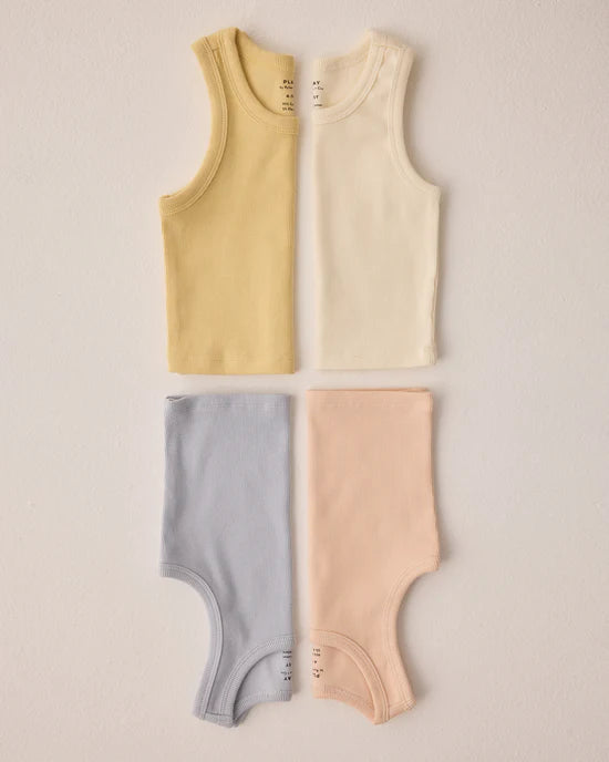 RIBBED TANK SET || SHELL, LIGHT BLUE