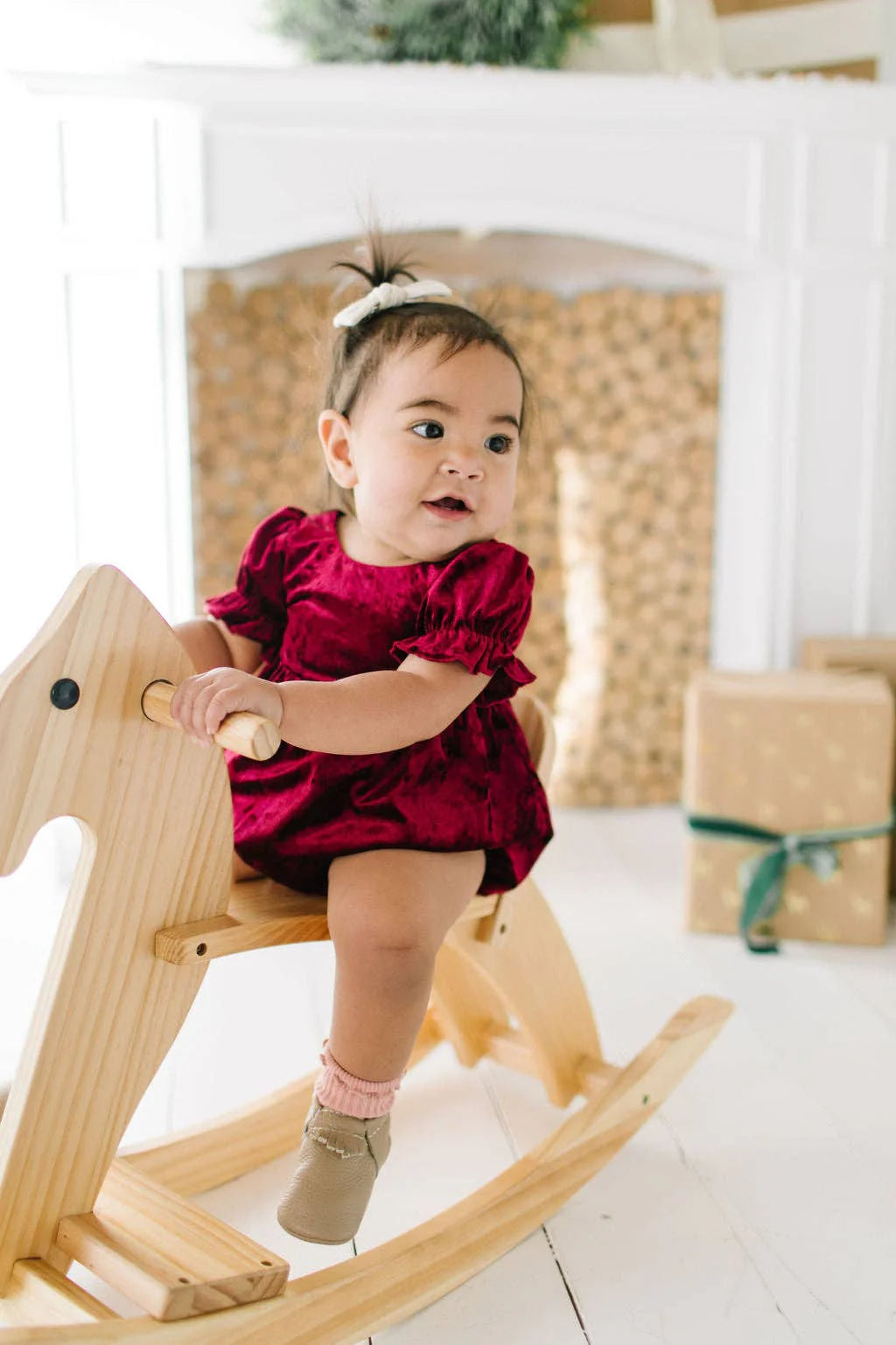 Quinn Romper in Crushed Cranberry Velvet