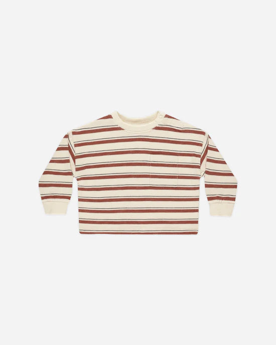 Relaxed Long Sleeve Tee - Brick Stripe