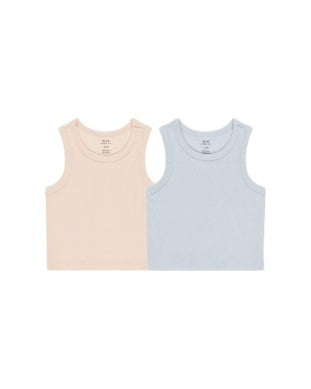 RIBBED TANK SET || SHELL, LIGHT BLUE