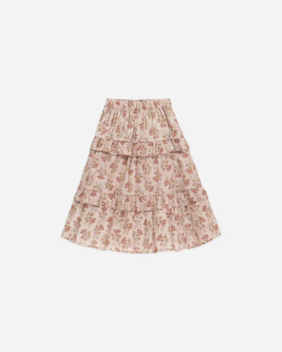 Ruffled Midi Skirt in French Garden