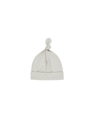 KNOTTED BABY HAT || SKY MICRO STRIPE