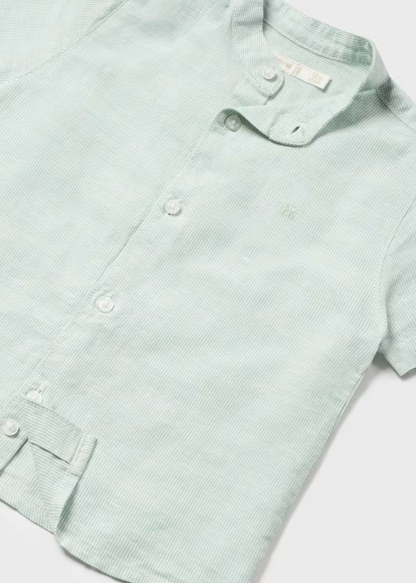 SS Linen Mao Collar Shirt