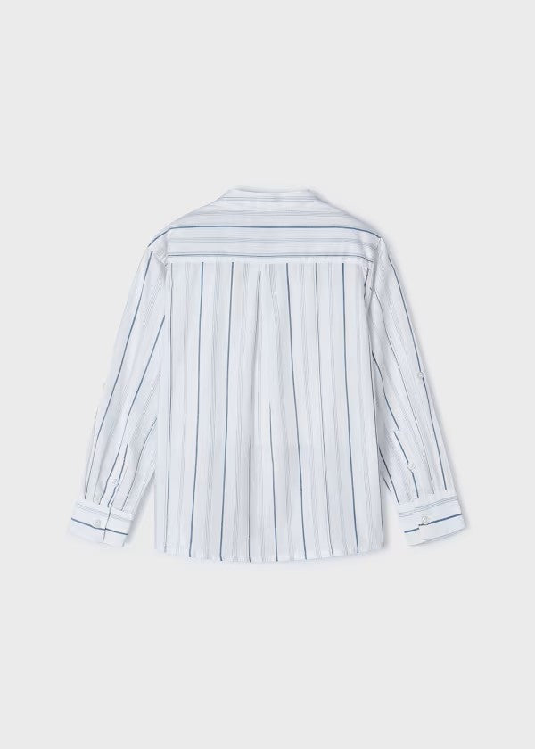 LS MAO Collar Stripe Shirt