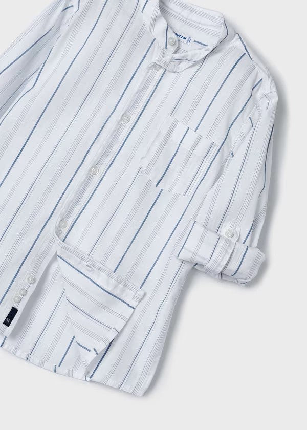 LS MAO Collar Stripe Shirt