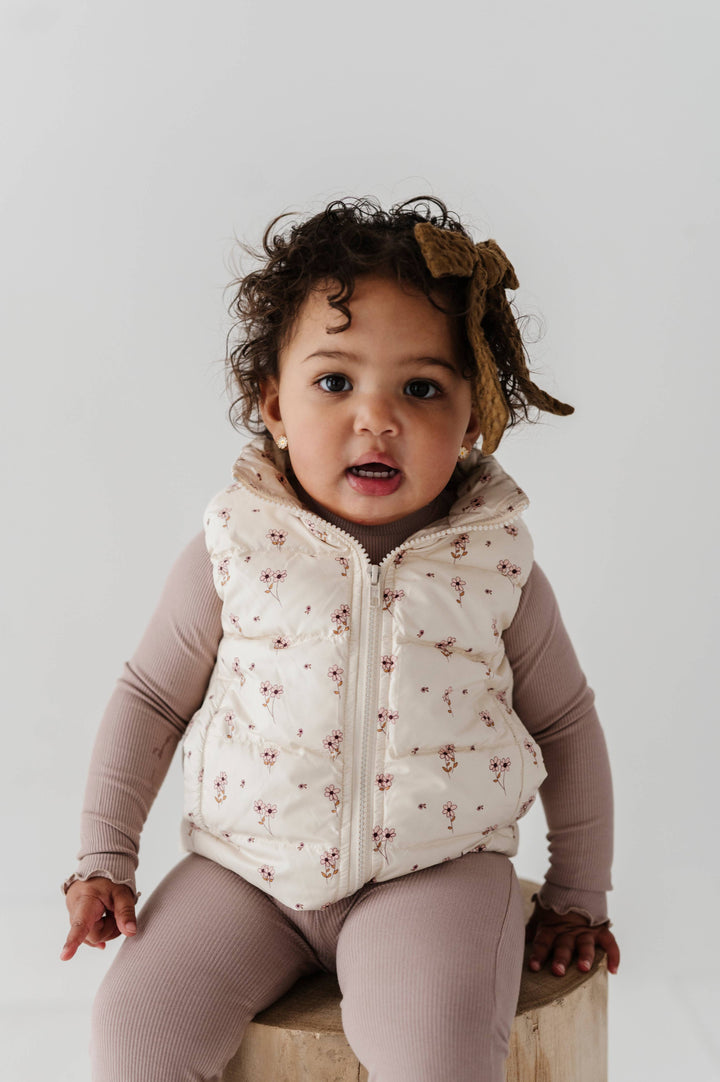 Puffer Vest / Mini Floral in Cream