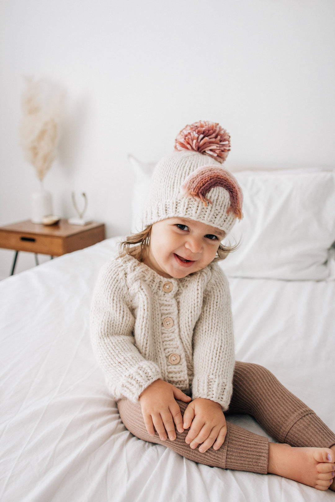 Mauve Rainbow Knit Beanie Hat