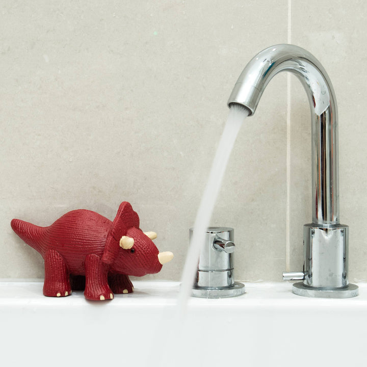 Natural Rubber Triceratops Dinosaur Toy, Bath Toy & Teether