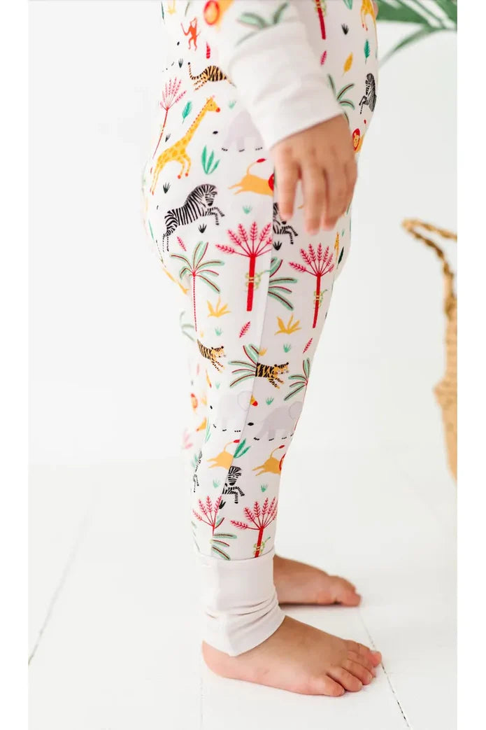 Bamboo One Piece Zip Pajama - Safari