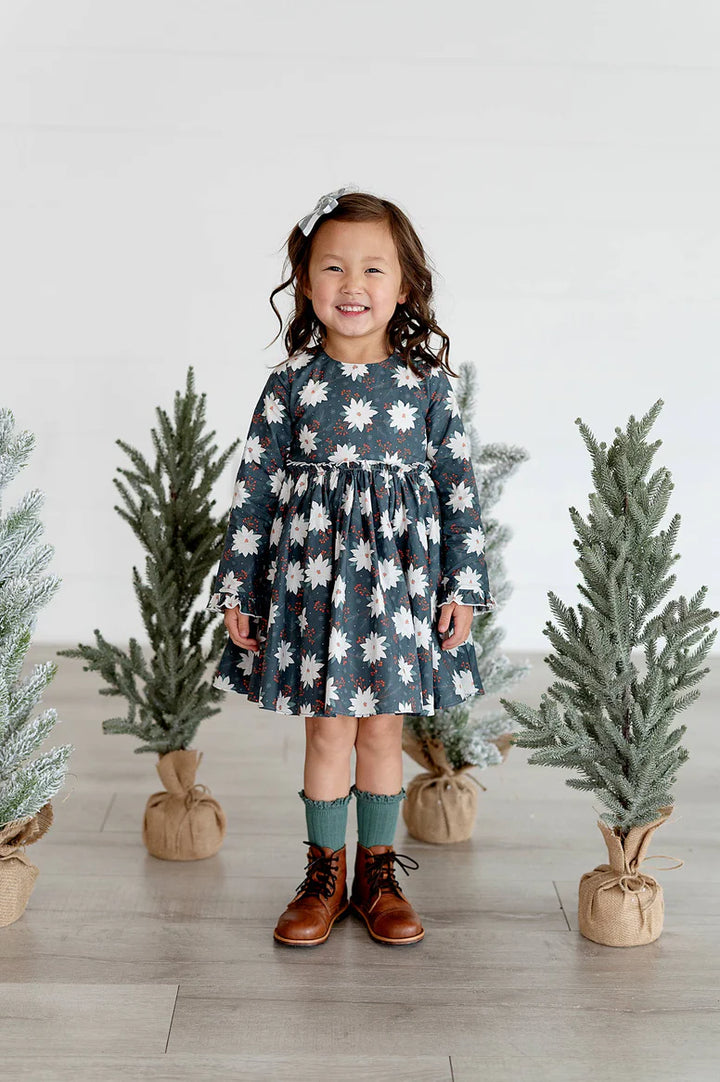 Tallulah Dress in Green Poinsettia