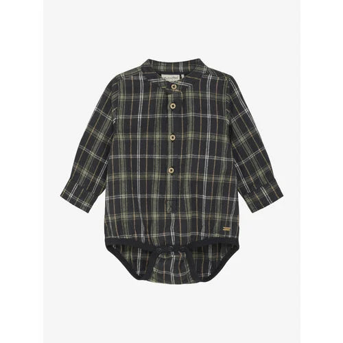 Flannel Woven Bodysuit- Navy