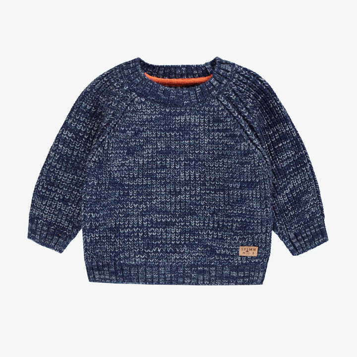 Knitted sweater in Blue mottled fabric