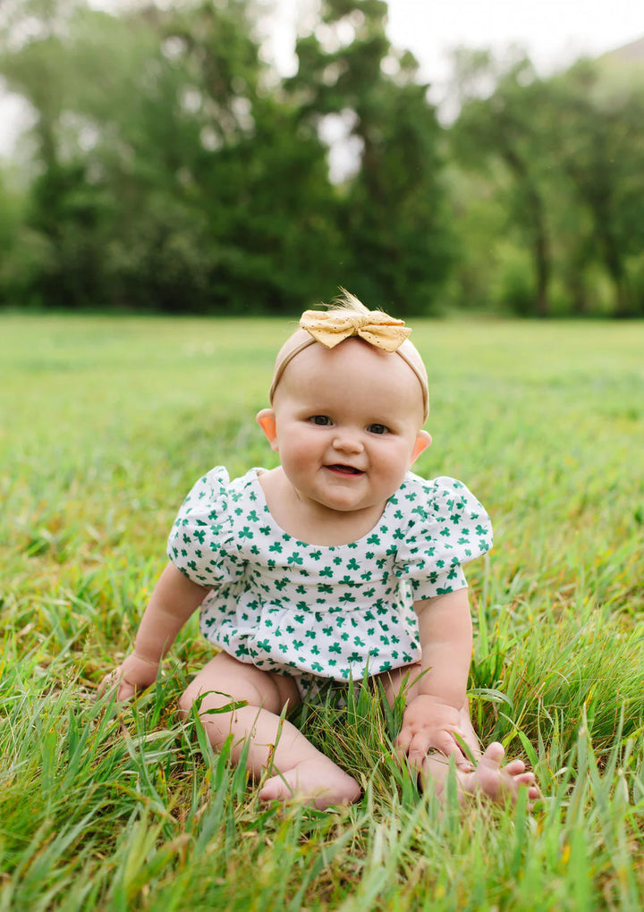 Puff Baby Romper in Shamrock