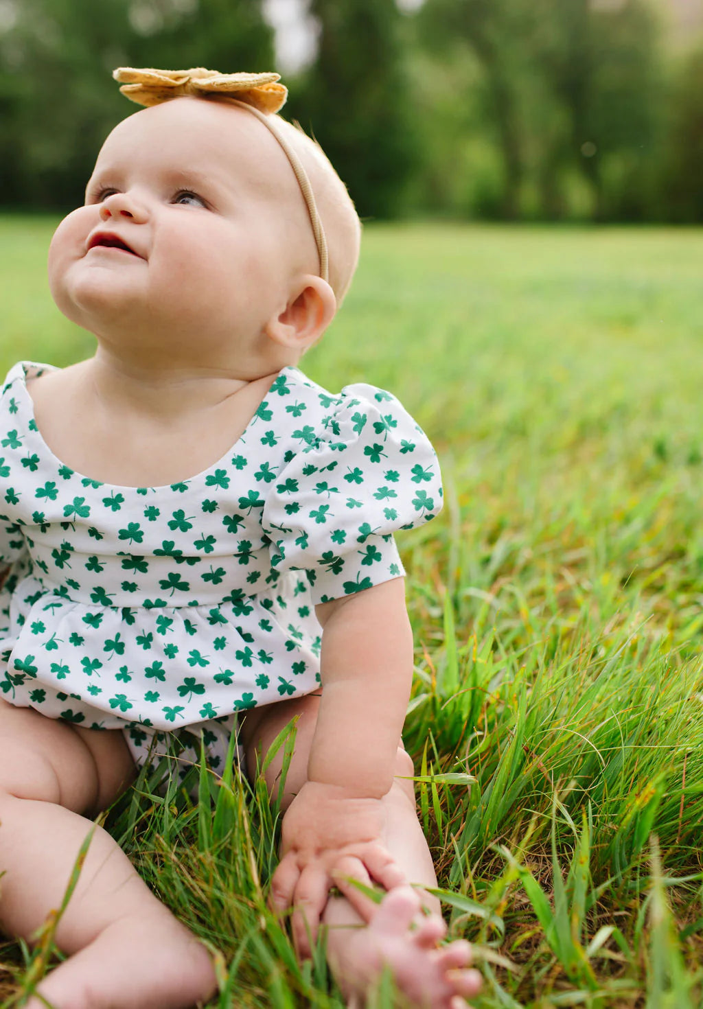 Puff Baby Romper in Shamrock