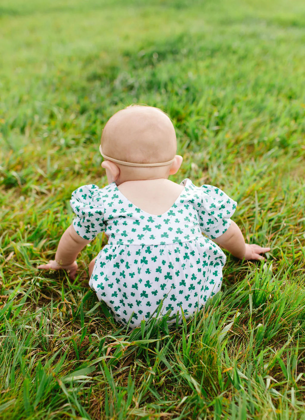 Puff Baby Romper in Shamrock