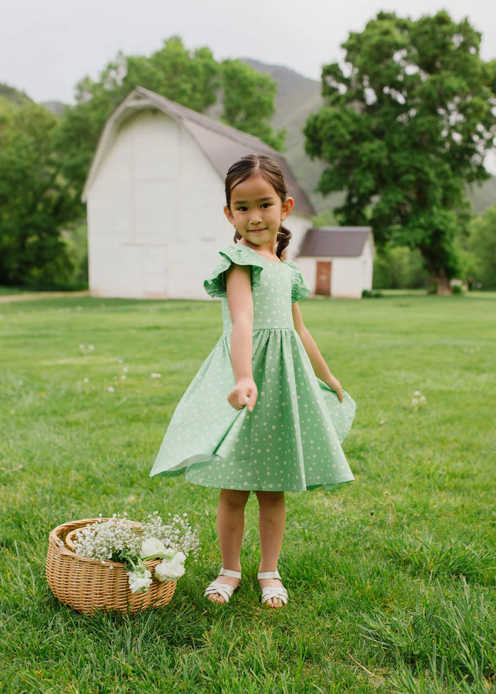 Olivia Dress in Green Daisy