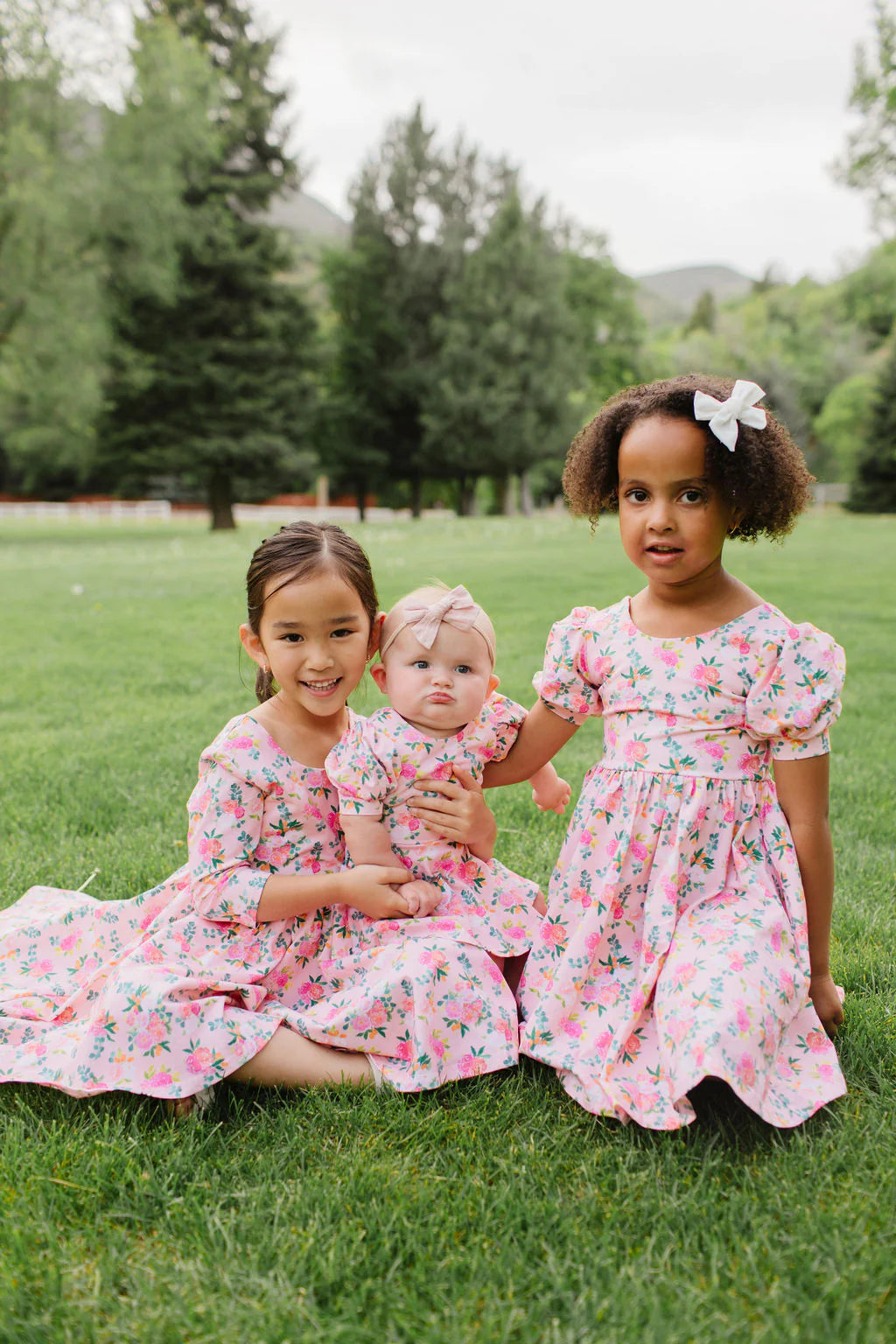 Puff Dress in Peach Bouquet